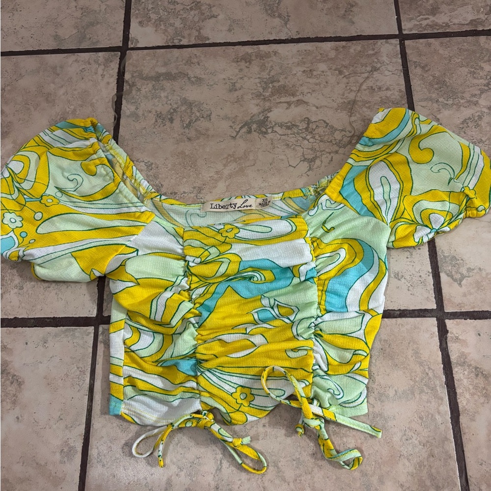 Liberty Love Women's Yellow and Green Top